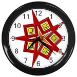 Pattern Tile Decorative Design Star Wall Clock (Black)