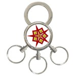 Pattern Tile Decorative Design Star 3-Ring Key Chain