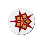 Pattern Tile Decorative Design Star Rubber Coaster (Round)