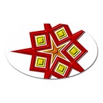 Pattern Tile Decorative Design Star Oval Magnet