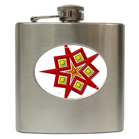 Pattern Tile Decorative Design Star Hip Flask (6 oz) from ArtsNow.com Front