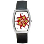 Pattern Tile Decorative Design Star Barrel Style Metal Watch