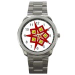 Pattern Tile Decorative Design Star Sport Metal Watch