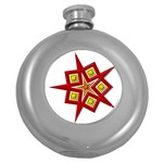 Pattern Tile Decorative Design Star Round Hip Flask (5 oz)