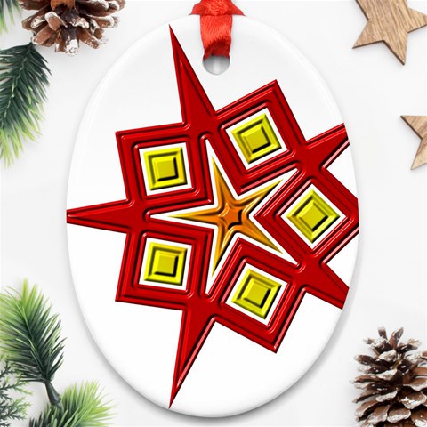 Pattern Tile Decorative Design Star Oval Ornament (Two Sides) from ArtsNow.com Front