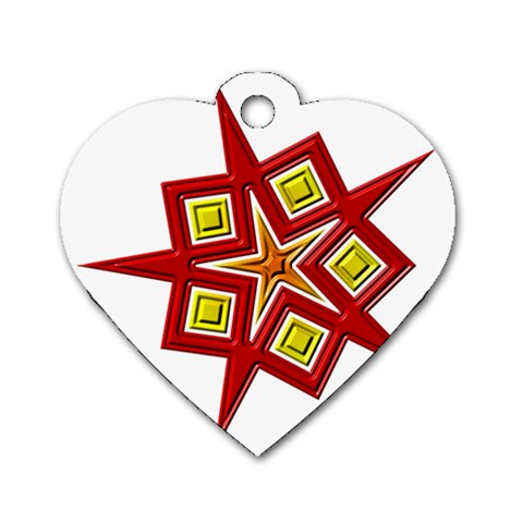 Pattern Tile Decorative Design Star Dog Tag Heart (One Side) from ArtsNow.com Front