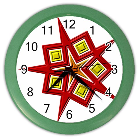 Pattern Tile Decorative Design Star Color Wall Clock from ArtsNow.com Front