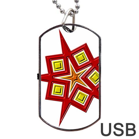 Pattern Tile Decorative Design Star Dog Tag USB Flash (Two Sides) from ArtsNow.com Front