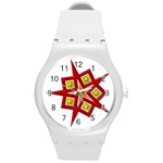 Pattern Tile Decorative Design Star Round Plastic Sport Watch (M)