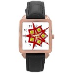 Pattern Tile Decorative Design Star Rose Gold Leather Watch 