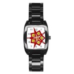 Pattern Tile Decorative Design Star Stainless Steel Barrel Watch