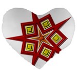 Pattern Tile Decorative Design Star Large 19  Premium Flano Heart Shape Cushions