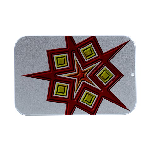Pattern Tile Decorative Design Star Open Lid Metal Box (Silver)   from ArtsNow.com Front