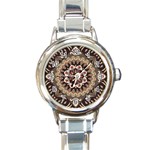 Seamless Pattern Floral Flower Round Italian Charm Watch