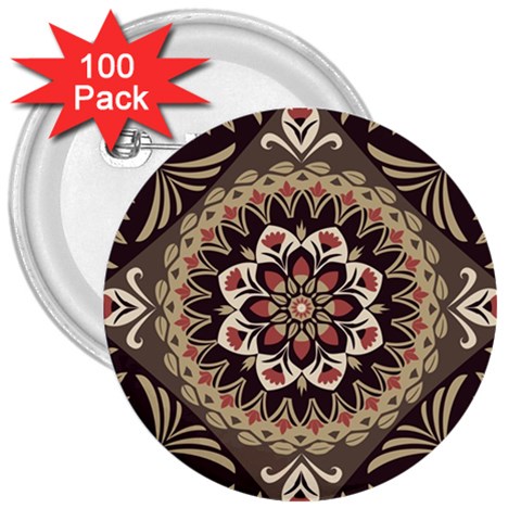Seamless Pattern Floral Flower 3  Buttons (100 pack)  from ArtsNow.com Front