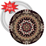 Seamless Pattern Floral Flower 3  Buttons (100 pack) 