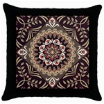 Seamless Pattern Floral Flower Throw Pillow Case (Black)