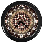 Seamless Pattern Floral Flower Wall Clock (Black)