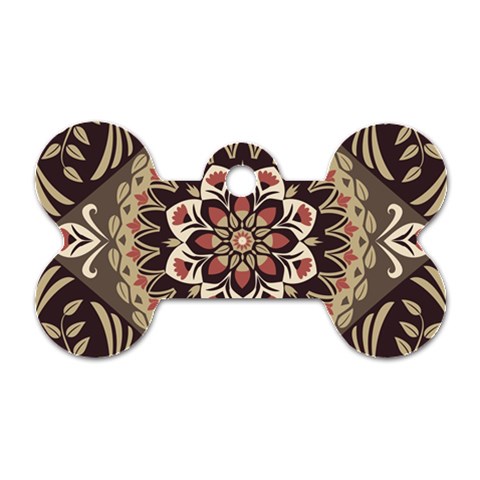 Seamless Pattern Floral Flower Dog Tag Bone (One Side) from ArtsNow.com Front