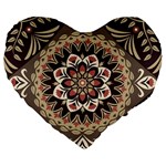 Seamless Pattern Floral Flower Large 19  Premium Flano Heart Shape Cushions