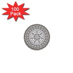 Vector Mandala Drawing Decoration 1  Mini Buttons (100 pack) 