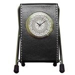 Vector Mandala Drawing Decoration Pen Holder Desk Clock