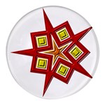 Pattern Tile Decorative Design Star Round Glass Fridge Magnet (4 pack)