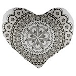 Vector Mandala Drawing Decoration Large 19  Premium Heart Shape Cushions