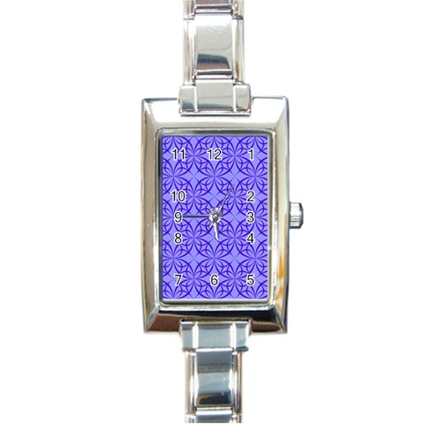 Decor Pattern Blue Curved Line Rectangle Italian Charm Watch from ArtsNow.com Front