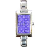 Decor Pattern Blue Curved Line Rectangle Italian Charm Watch