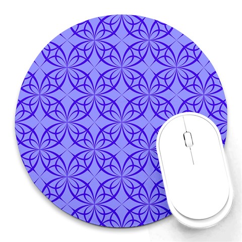 Decor Pattern Blue Curved Line Round Mousepad from ArtsNow.com Front