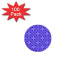 Decor Pattern Blue Curved Line 1  Mini Buttons (100 pack) 