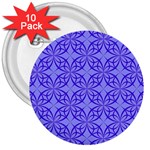 Decor Pattern Blue Curved Line 3  Buttons (10 pack) 
