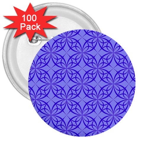 Decor Pattern Blue Curved Line 3  Buttons (100 pack)  from ArtsNow.com Front
