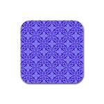 Decor Pattern Blue Curved Line Rubber Square Coaster (4 pack)