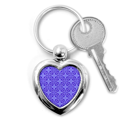 Decor Pattern Blue Curved Line Key Chain (Heart) from ArtsNow.com Front