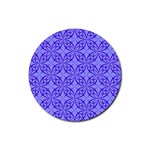Decor Pattern Blue Curved Line Rubber Coaster (Round)