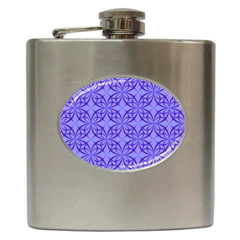 Decor Pattern Blue Curved Line Hip Flask (6 oz) from ArtsNow.com Front