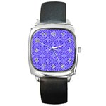 Decor Pattern Blue Curved Line Square Metal Watch