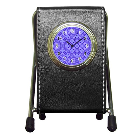 Decor Pattern Blue Curved Line Pen Holder Desk Clock from ArtsNow.com Front