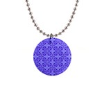 Decor Pattern Blue Curved Line 1  Button Necklace