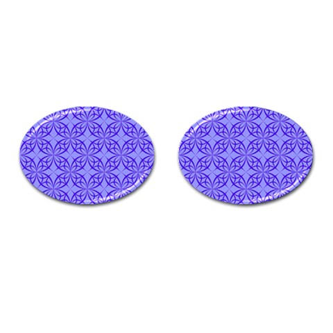 Decor Pattern Blue Curved Line Cufflinks (Oval) from ArtsNow.com Front(Pair)