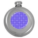 Decor Pattern Blue Curved Line Round Hip Flask (5 oz)