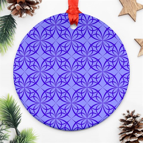 Decor Pattern Blue Curved Line Round Ornament (Two Sides) from ArtsNow.com Front