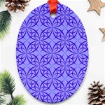 Decor Pattern Blue Curved Line Oval Ornament (Two Sides)