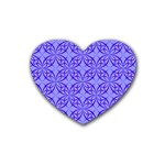 Decor Pattern Blue Curved Line Rubber Coaster (Heart)