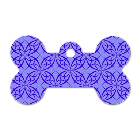 Decor Pattern Blue Curved Line Dog Tag Bone (One Side) from ArtsNow.com Front