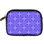Decor Pattern Blue Curved Line Digital Camera Leather Case