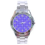 Decor Pattern Blue Curved Line Stainless Steel Analogue Watch
