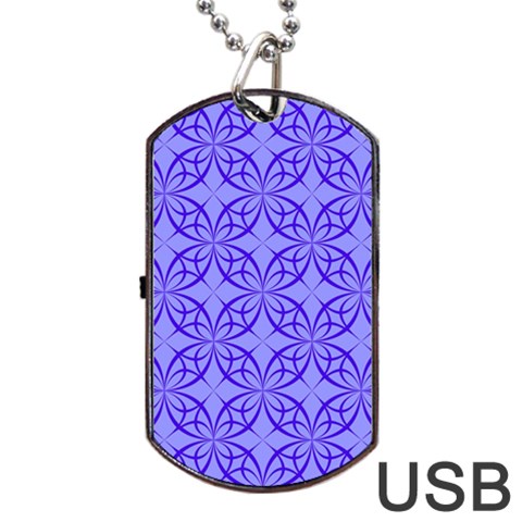 Decor Pattern Blue Curved Line Dog Tag USB Flash (Two Sides) from ArtsNow.com Front